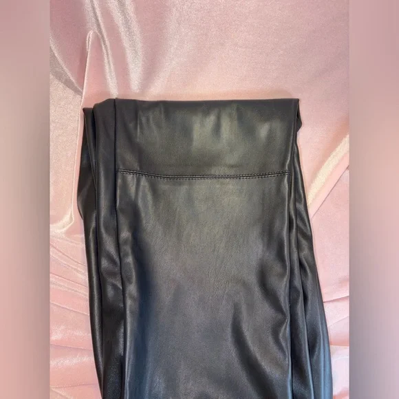 Fashion Nova Black on Black Faux Leather Joggers - Size Medium - Picture 4 of 4